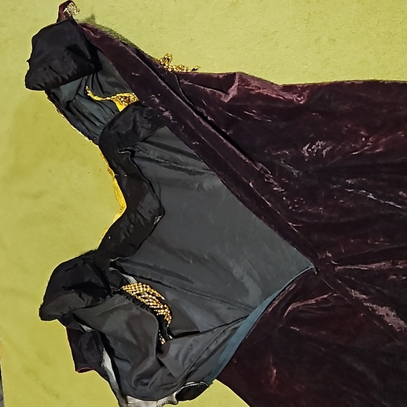Maxima 100% Velvet Chocolate Gypsy Costume Gown Gold Sequins Beads Size Large 8 - Picture 16 of 17